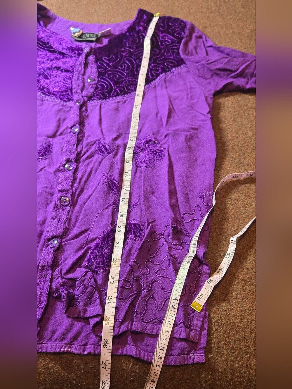 Vintage Mamta Tiered Skirt And Top Size Large (One Size) Purple Velvet Like - Picture 12 of 16